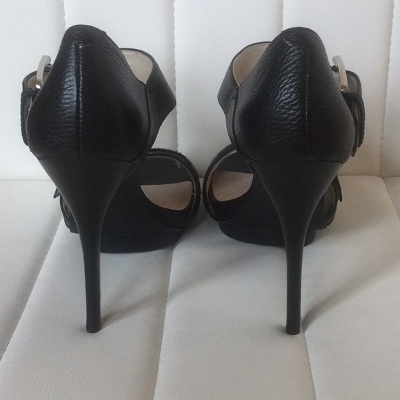 EUC Michael Kors 8M Black Leather Upper Shoes Heels - Picture 8 of 16